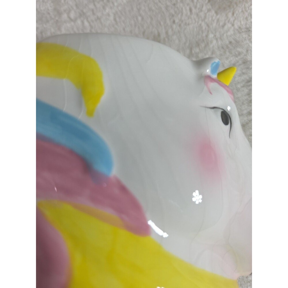 Unbranded Novelty Unicorn Mug 12/14 oz Handled White Unicorn Rainbow Mane Crazed - Picture 3 of 10